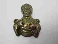Aplique de bronce. San Pedro. Siglos XVI-XVII. 56 grs. Raro. Arqueta