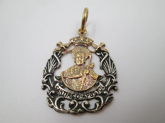 Apostle Saint James openwork medal. 925 sterling silver & vermeil. 1970's