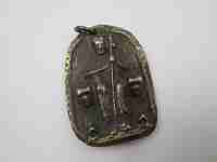 Apostle Santiago bronze medal. High relief. Ring on top. Spain. 1970's