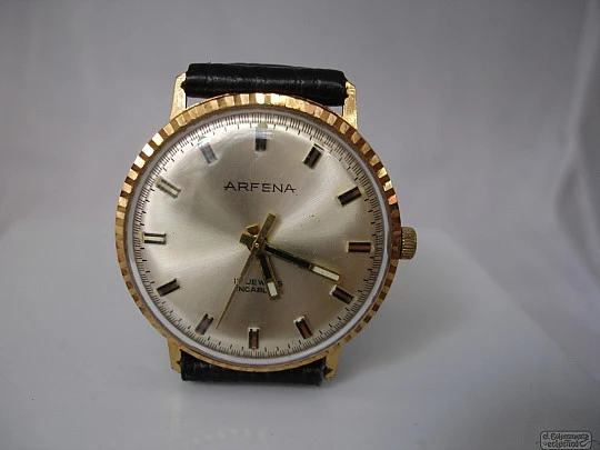 Arfena. Gold plated and steel. Manual wind. 1960's. Swiss