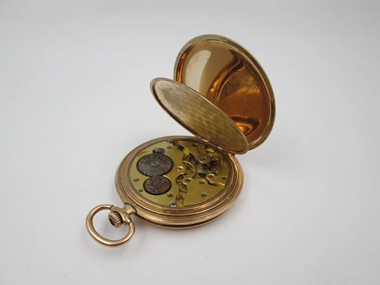 Arsa hunter-case pocket watch. Gold plated. Stem-wind. Ornate lids. 1930's. Swiss
