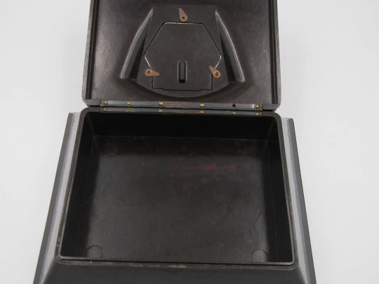 Art deco bakelite table perpetual calendar with desk box. Greek key molding. Europe. 1930's Art deco bakelite table perpetual calendar with desk box. Greek key molding. Europe. 1930's