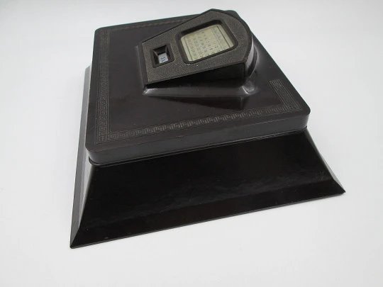 Art deco bakelite table perpetual calendar with desk box. Greek key molding. Europe. 1930's Art deco bakelite table perpetual calendar with desk box. Greek key molding. Europe. 1930's