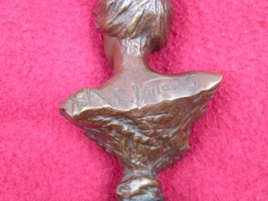 Art Nouveau bronze. Woman's bust Alda. 1900. Emmanuel Villanis. France