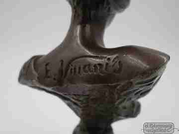 Art Nouveau bronze. Woman's bust Alda. 1900. Emmanuel Villanis. France