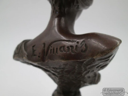 Art Nouveau bronze. Woman's bust Alda. 1900. Emmanuel Villanis. France