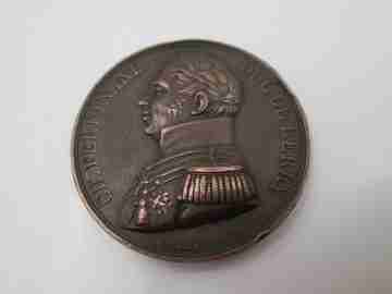 Asesinato Carlos Fernando de Artois, duque de Berry, medalla cobre. Raymond Gayrard. 1820