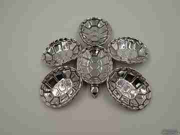 Ashtray. Turtle shape. Sterling silver. Five shells. Circa 1970's