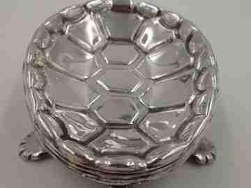 Ashtray. Turtle shape. Sterling silver. Five shells. Circa 1970's