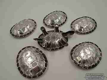 Ashtray. Turtle shape. Sterling silver. Five shells. Circa 1970's