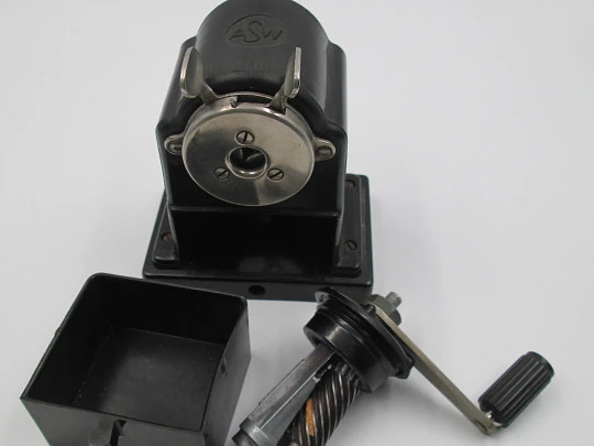 ASW 120 office pencil sharpener. 1930s. Bakelite & silver metal. Germany