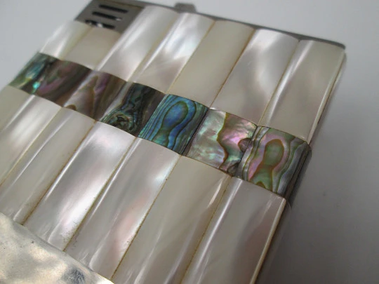 Augusta butane table lighter. Silver plated metal, nacre and mother of pearl. Germany Augusta butane table lighter. Silver plated metal, nacre and mother of pearl. Germany