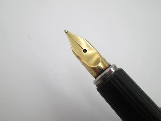 Aurora Hastil fountain pen. Gold plated. 14k gold nib. Linear pattern. 1970's