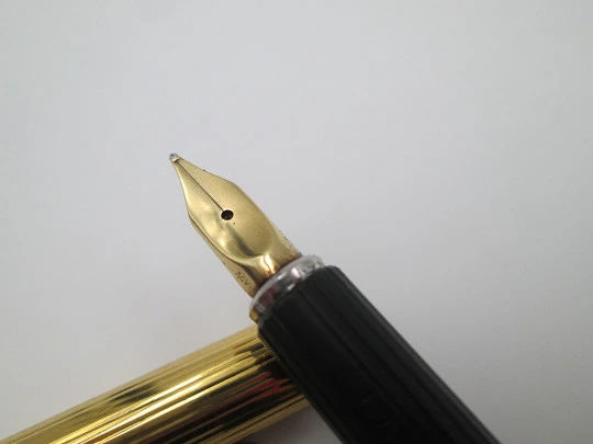 Aurora Hastil fountain pen. Gold plated. 14k gold nib. Linear pattern. 1970's