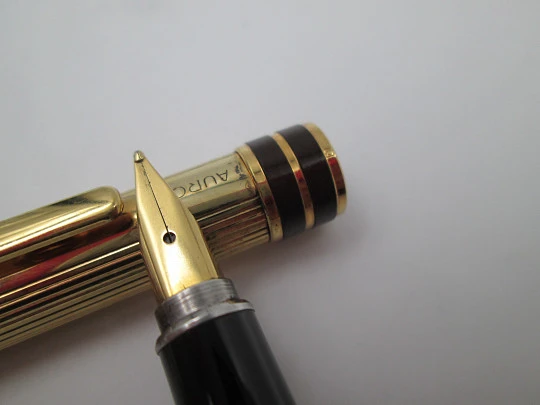 Aurora Marco Polo fountain pen & ballpoint pen. Sterling silver vermeil. 1982