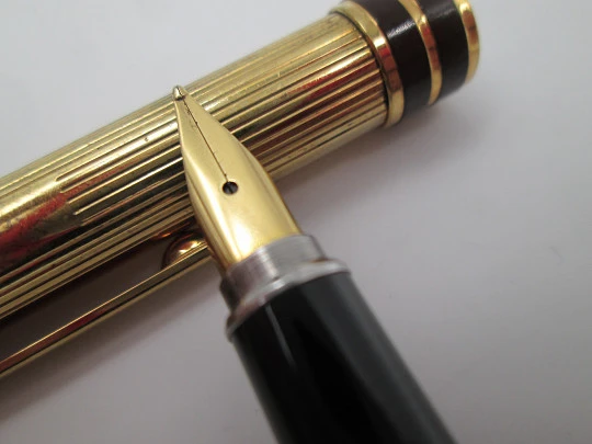 Aurora Marco Polo fountain pen & ballpoint pen. Sterling silver vermeil. 1982