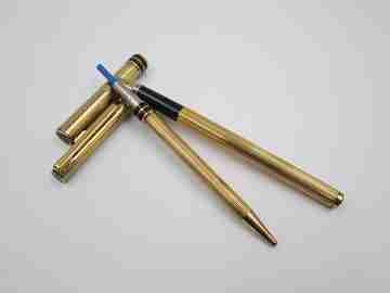Aurora Marco Polo fountain pen & ballpoint pen. Sterling silver vermeil. 1982