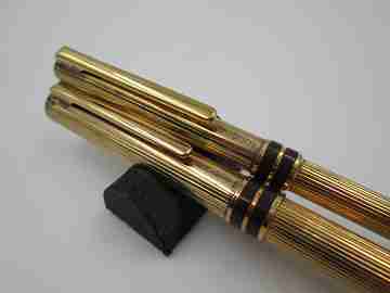 Aurora Marco Polo fountain pen & ballpoint pen. Sterling silver vermeil. 1982