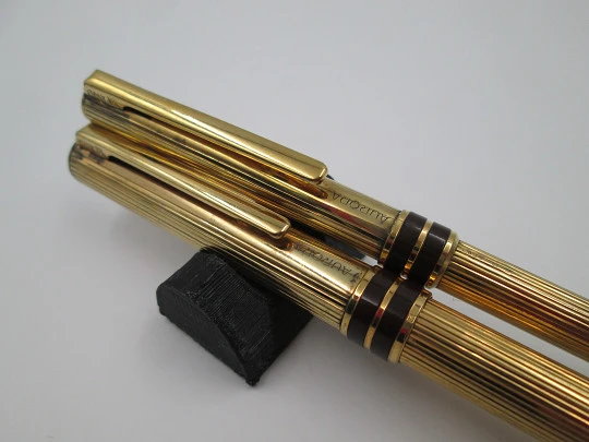 Aurora Marco Polo fountain pen & ballpoint pen. Sterling silver vermeil. 1982