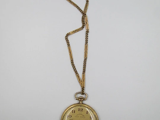 Awiw Watch chronometer. 20 microns gold plated. Stem-wind. 15 jewels. Chain