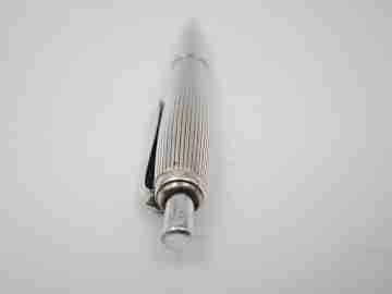 Ballpoint pen. 935 sterling silver. Vertical lines design. Push mechanism. Europe. 1950's