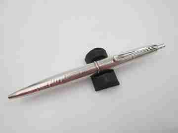 Ballpoint pen. 935 sterling silver. Vertical lines design. Push mechanism. Europe. 1950's