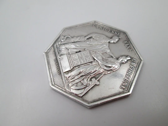 Bank of France medal. Goddess Minerva. 950 sterling silver. Rambert Dumarest. 1800