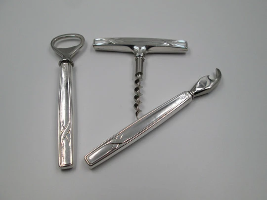 Bar set. Sterling silver. Pedro Duran. Box. Corkscrew & bottle openers