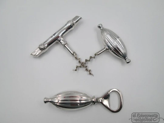 Bar set. Sterling silver. Pedro Duran. Box. Corkscrews & bottle opener