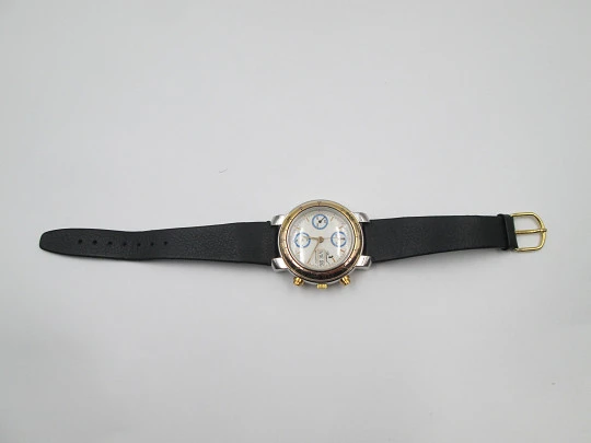Bassel men's automatic chronograph. Steel and gold plated. Calendar. 1980's. Swiss Bassel men's automatic chronograph. Steel and gold plated. Calendar. 1980's. Swiss