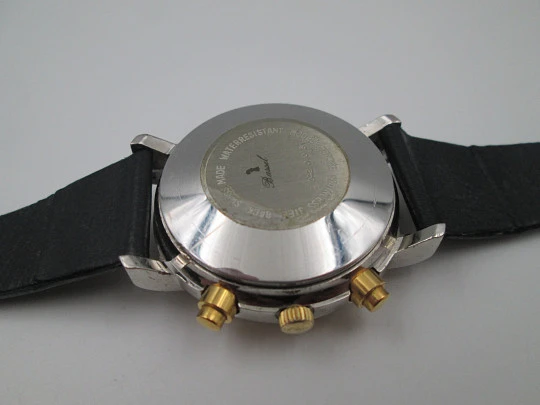 Bassel men's automatic chronograph. Steel and gold plated. Calendar. 1980's. Swiss Bassel men's automatic chronograph. Steel and gold plated. Calendar. 1980's. Swiss