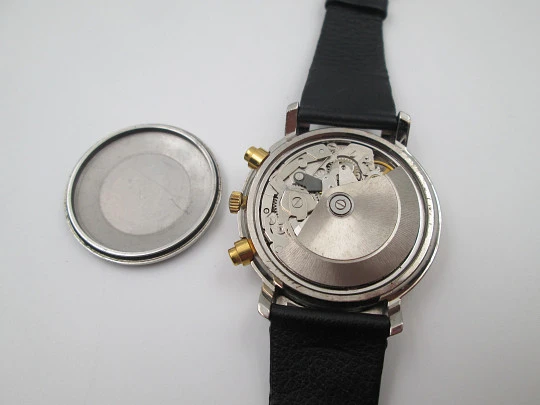 Bassel men's automatic chronograph. Steel and gold plated. Calendar. 1980's. Swiss Bassel men's automatic chronograph. Steel and gold plated. Calendar. 1980's. Swiss