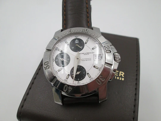 Baume & Mercier Capeland chronograph. Automatic. Steel. Calendar. Box. 2000's