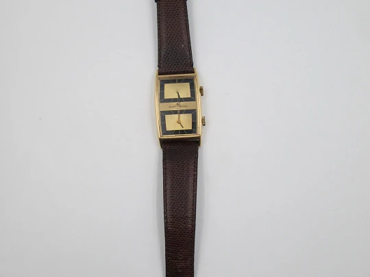 Baume & Mercier Dual Time. 1970's. 18k gold. Two movements. Manual wind