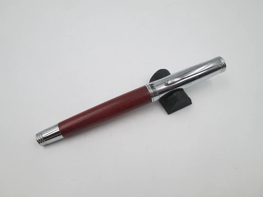 Bel Bol fountain pen. Wood and chromed metal. Steel nib. Germany. 2010's