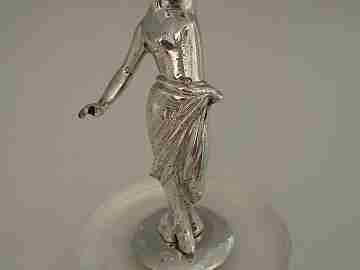 Bella escultura. Plata maciza de ley. Mujer clásica. Base metacrilato