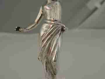 Bella escultura. Plata maciza de ley. Mujer clásica. Base metacrilato