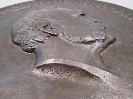 Big bronze medal. Acknowledgment and thanks Siemens. Box. A. Klingler. 1930's