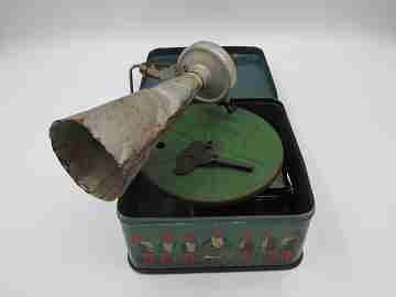 Bing Pigmyphone children's toy phonograph. Lithographed tinplate
