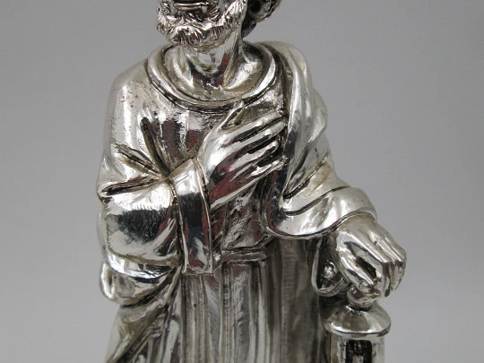 Birth of Jesus laminated sterling silver sculpture. Aurelio Alabardi. Italy. 1980's