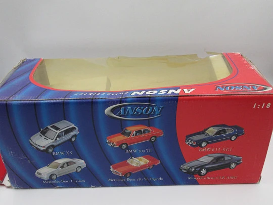 BMW 635 SCi coche miniatura metal. Anson. Escala 1:18. Estuche. Hong-Kong. 1980