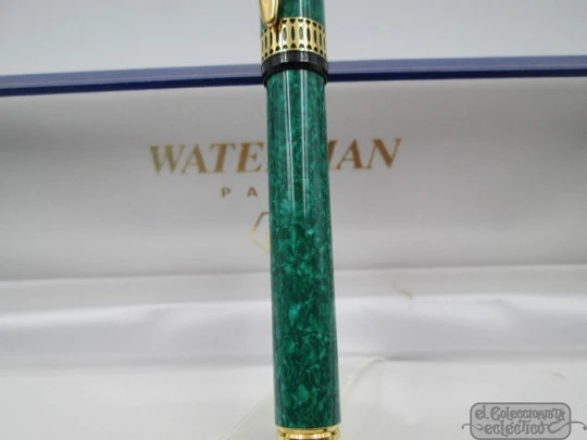 Bolígrafo Waterman Patrician Man 100. Resina verde mármol y chapados oro