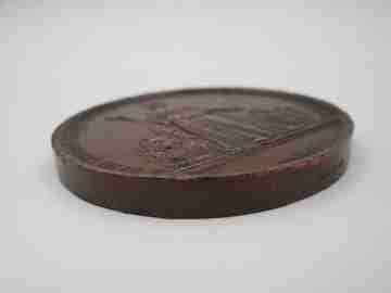 Bombardment of Barcelona 1842 copper medal. Vivier F. Relief. France