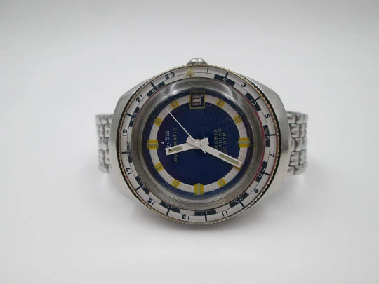 Bondix automatic 20 ATM dive watch. Tricolour dial. Bidirectional bezel. 1960's