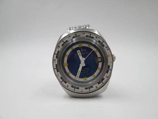 Bondix automatic 20 ATM dive watch. Tricolour dial. Bidirectional bezel. 1960's