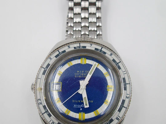 Bondix automatic 20 ATM dive watch. Tricolour dial. Bidirectional bezel. 1960's