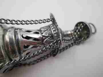 Botafumeiro en miniatura. Plata de ley. Conchas y cruces de Santiago. 1990
