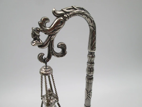 Botafumeiro miniature with stand. Silver plated. Scallop shells & Saint James crosses