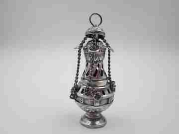 Botafumeiro miniature. Sterling silver. Scallop shells and crosses St. James