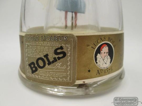 Botella musical. Destilería Lucas Bols. Años 50. Cuerda. Bailarina